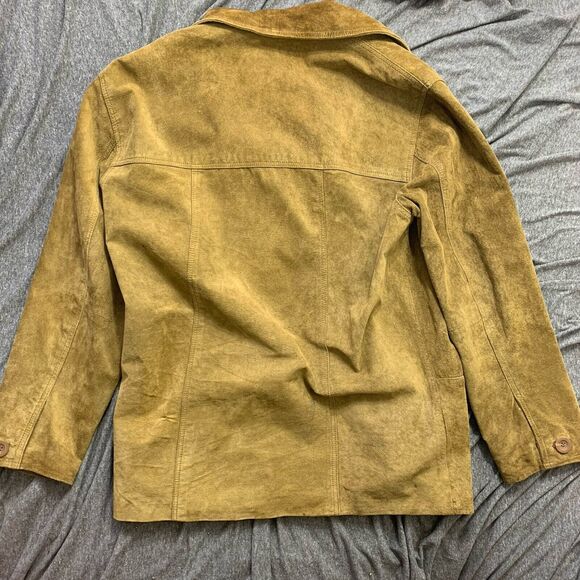 Vintage St. Johns Bay Washable Suede Jacket Blazer Womens MEDIUM Olive Green - Picture 2 of 13